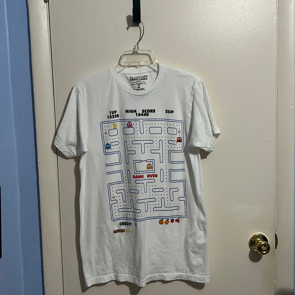 Pac Man M Pac Man Game White Short Sleeve Shirt